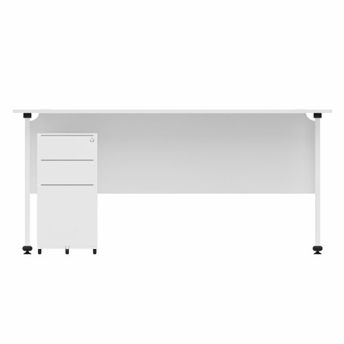 EnviroDesk 1585mm Straight Desk Ped Bundle White leg, White Top  