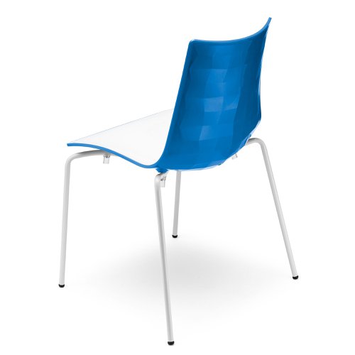 Zebra Two-tone Stacking Chair White shell with Blue Back | ZEBWHB | Dams International