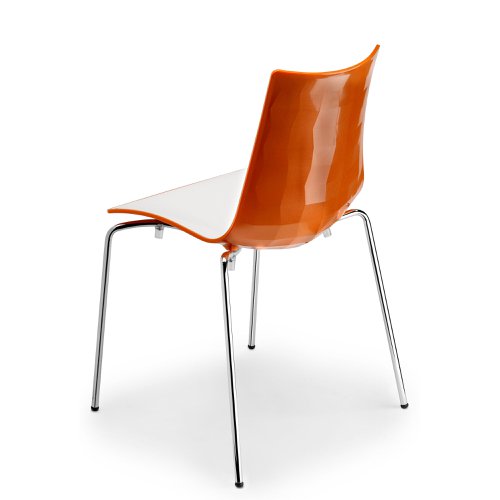 Zebra Two-tone Stacking Chair White shell with Orange Back