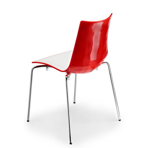 Zebra Two-tone Stacking Chair White shell with Red Back | ZEBWHR | Dams International