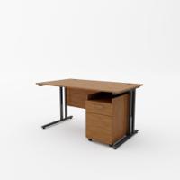 EnviroDesk 1385mm Desk Buddy Two Bundle Black leg, Walnut Top
