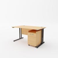 EnviroDesk 1585mmk Desk Buddy Two Bundle Black leg, Beech Top