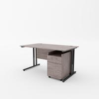 EnviroDesk 1585mm Desk Buddy Two Bundle Black leg, Grey Oak Top