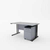 EnviroDesk 1585mm Desk Buddy Two Bundle Black leg, Grey Top