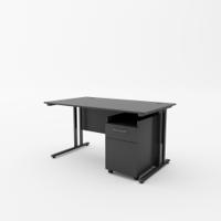 EnviroDesk 1585mm Desk Buddy Two Bundle Black leg, Black Top