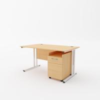 EnviroDesk 1185mm Desk Buddy Two Bundle White leg, Beech Top