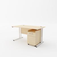EnviroDesk 1185mm Desk Buddy Two Bundle White leg, Maple Top