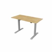 R700 Sit Stand Desk Silver Frame 1200x600mm Oak top