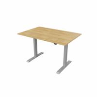 R700 Sit Stand Desk Silver Frame 1200x800mm Oak top