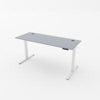 R750 Sit Stand Desk 985x600mm White Leg, Grey Top
