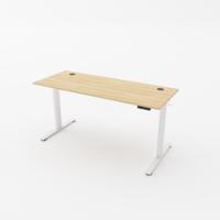 R750 Sit Stand Desk 985x800mm White Leg, Oak Top