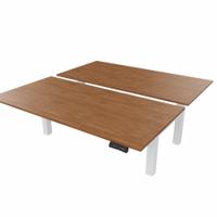 R802X Dual Sit Stand White Frame 1600x800mm Walnut top