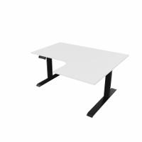 R807 Radial Sit Stand Desk Black Frame 1400mm White top Right handed
