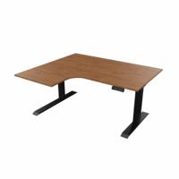 R807 Radial Sit Stand Desk Black Frame 1400mm Walnut top Left handed