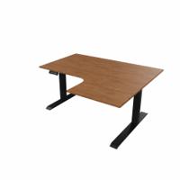 R807 Radial Sit Stand Desk Black Frame 1400mm Walnut top Right handed