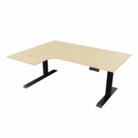 R807 Radial Sit Stand Desk Black Frame 1600mm Maple top Left handed