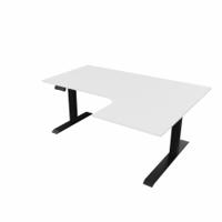 R807 Radial Sit Stand Desk Black Frame 1600mm White top Right handed