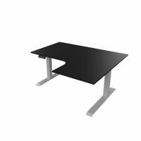 R807 Radial Sit Stand Desk Silver Frame 1400mm Black top Right handed
