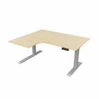 R807 Radial Sit Stand Desk Silver Frame 1400mm Maple top Left handed