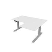 R807 Radial Sit Stand Desk Silver Frame 1400mm White top Right handed