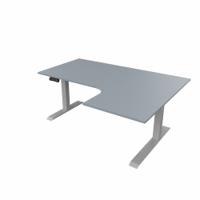 R807 Radial Sit Stand Desk Silver Frame 1600mm Grey top Right handed