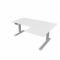 R807 Radial Sit Stand Desk Silver Frame 1600mm White top Right handed