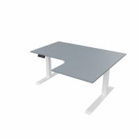 R807 Radial Sit Stand Desk White Frame 1400mm Grey top Right handed