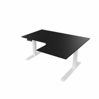 R807 Radial Sit Stand Desk White Frame 1400mm Black top Right handed