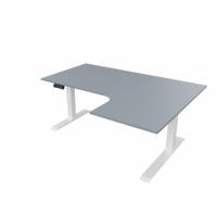 R807 Radial Sit Stand Desk White Frame 1600mm Grey top Right handed