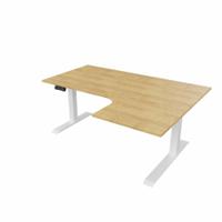 R807 Radial Sit Stand Desk White Frame 1600mm Oak top Right handed