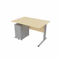 EnviroDesk 1185mm Straight Desk Ped Bundle Grey leg, Maple Top