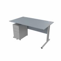 EnviroDesk 1385mm Straight Desk Ped Bundle Grey leg, Grey Top