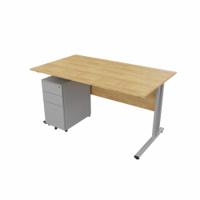 EnviroDesk 1385mm Straight Desk Ped Bundle Grey leg, Oak Top