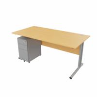 EnviroDesk 1585mmk Straight Desk Ped Bundle Grey leg, Beech Top
