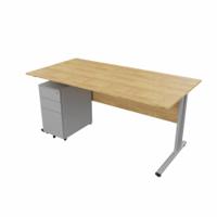 EnviroDesk 1585mm Straight Desk Ped Bundle Grey leg, Oak Top