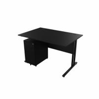 EnviroDesk 1185mm Straight Desk Ped Bundle Black leg, Black Top