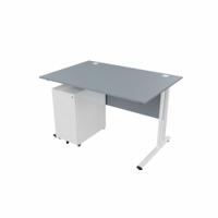 EnviroDesk 1185mm Straight Desk Ped Bundle White leg, Grey Top