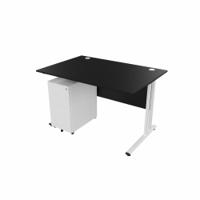 EnviroDesk 1185mm Straight Desk Ped Bundle White leg, Black Top