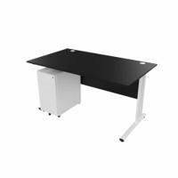 EnviroDesk 1385mm Straight Desk Ped Bundle White leg, Black Top