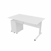 EnviroDesk 1385mm Straight Desk Ped Bundle White leg, White Top