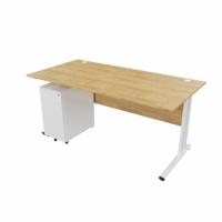 EnviroDesk 1585mm Straight Desk Ped Bundle White leg, Oak Top