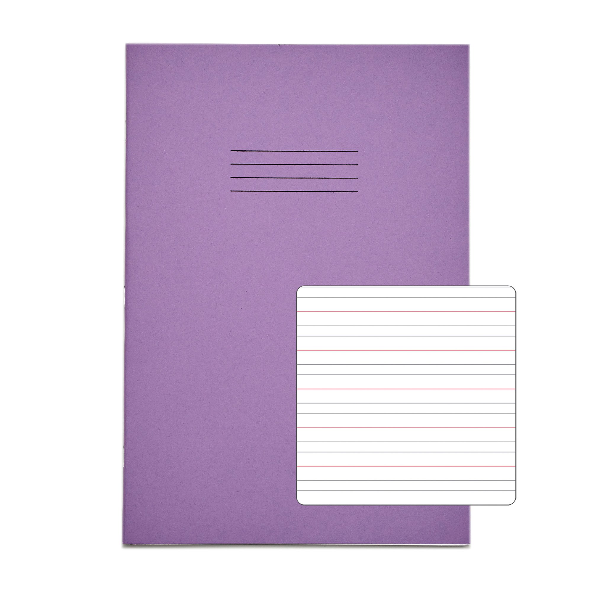 RHINO A4 Handwriting Book 40 Pages / 20 Leaf Purple Narrow-Ruled 4mm Lines Centred on 15mm Lines