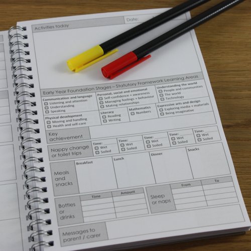 Leaf Graph A5 Childcare Daily Diary Wirebound Book EYFS (124 pages)