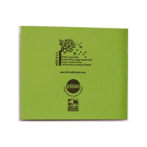 RHINO 138 x 165 Exercise Book 24 Pages / 12 Leaf Light Green 10mm Squared