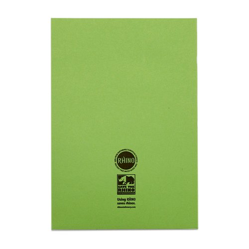 15301VC - Rhino 13 x 9 A4+ Oversized Exercise Book 40 Page 7mm Squared Light Green (Pack 100) - VDU024-320-6