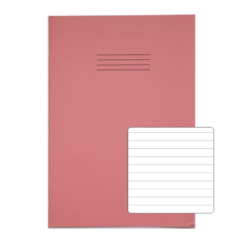 Rhino 13 x 9 A4+ Oversized Exercise Book 40 Page Ruled 8mm Pink (Pack 100) - VDU024-150-8