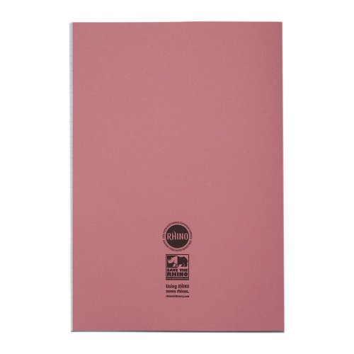 Rhino 13 x 9 A4+ Oversized Exercise Book 40 Page Ruled 8mm Pink (Pack 100) - VDU024-150-8 Victor Stationery