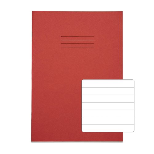 Rhino 13 x 9  A4+ Oversized Exercise Book 40 Page Feint Ruled 12mm Red (Pack 100) - VDU024-210-2 Victor Stationery