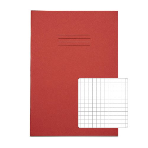 Rhino 13 x 9 A4+ Oversized Exercise Book 40 Page 7mm Squared Red (Pack 100) - VDU024-310-4 Victor Stationery