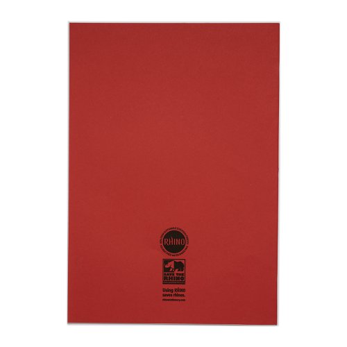 Rhino 13 x 9 A4+ Oversized Exercise Book 40 Page Ruled 8mm Red (Pack 100) - VDU024-110-0